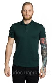 Футболка мужская ПОЛО  -  Темно-Зеленый с манжетом с МИКРОЛАКОСТЫ 3XL