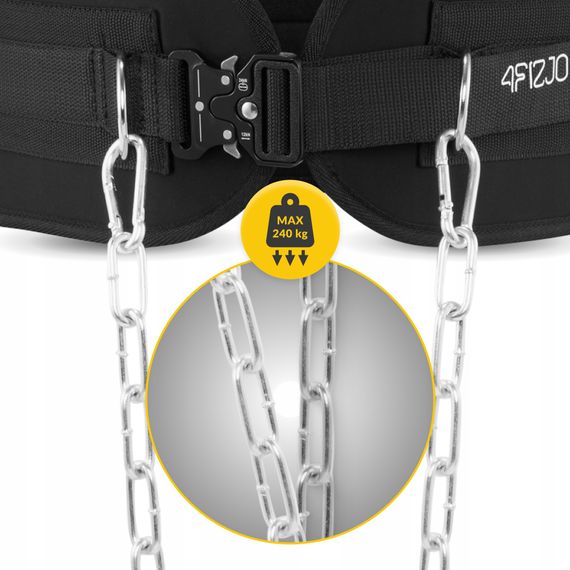 Пояс атлетичний для обтяження 4FIZJO Dip Belt 80 см Black (P-5905973402255) | Зображення 3