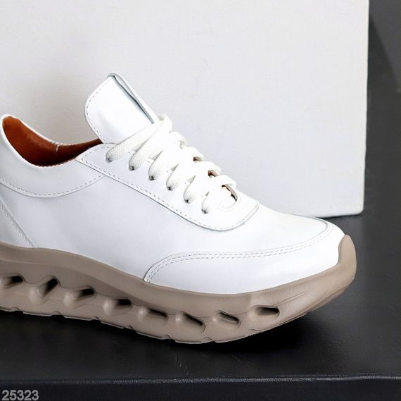 Молодежные дизайнерские белые кроссовки натуральная кожа | Зображення 8