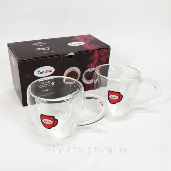 Скляна чашка з подвійними стінками, Дві чашки з подвійним дном Набір склянок подвійним склом 2 шт SO-46 | Зображення 6