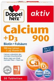 Доппельгерц Кальцій 900 + Д3 + Біотин + Фолієва кислота Doppelherz Calcium 900 + D3 + Biotin + Folsäure