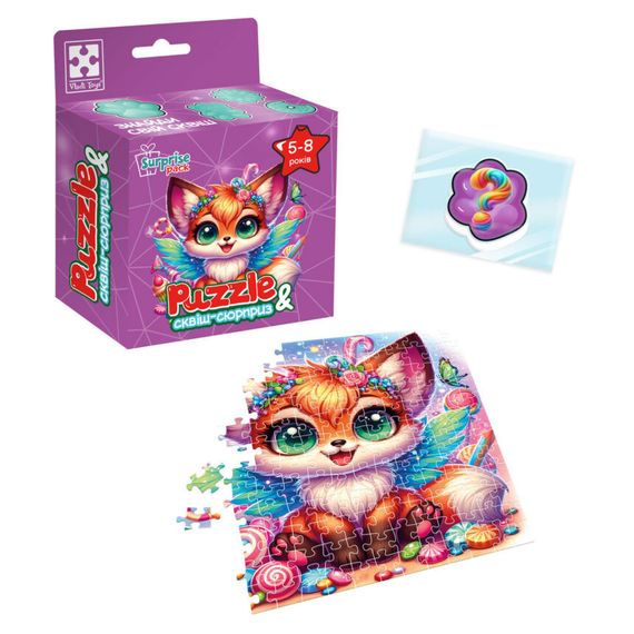 Детские пазлы с сюрпризом "Лисенок" VT8030-10, 180 деталей | Зображення 1