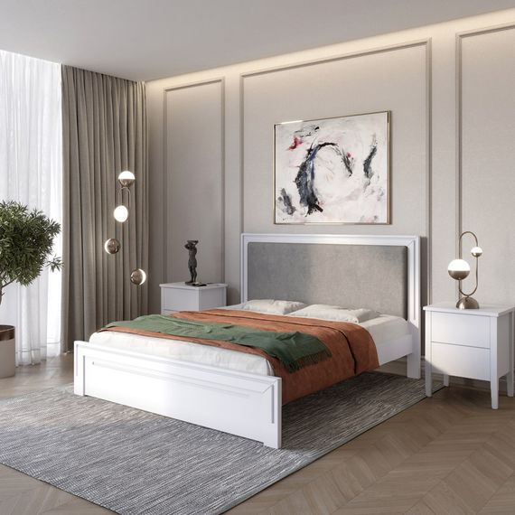 Двоспальне дерев'яне ліжко Mebigrand Торонто Т4 Сіро-блакитний (S2010R80B)/Аляска 93 (сірий) 180х190 см (MBG-9135)