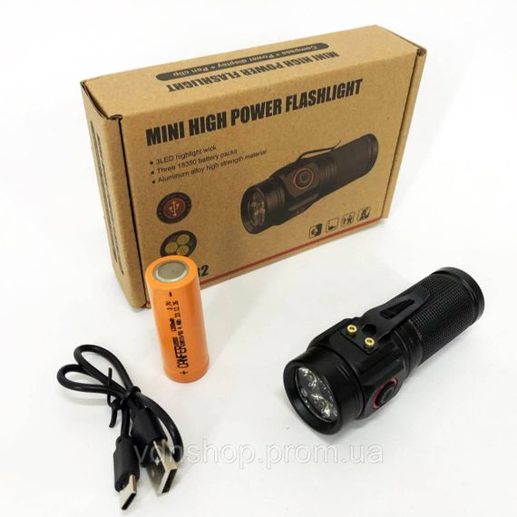 Кишеньковий тактичний ліхтар W5182-3XHP360, LED ліхтар потужний на вулицю Ручний cob KA-25 | Зображення 1