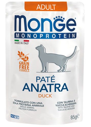 Корм Monge Cat Wet Monoprotein Anatra вологий з качкою для дорослих котів 85 гр