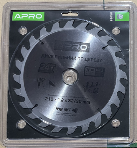 Диск пильный по дереву 210х32(30)х24Т APRO