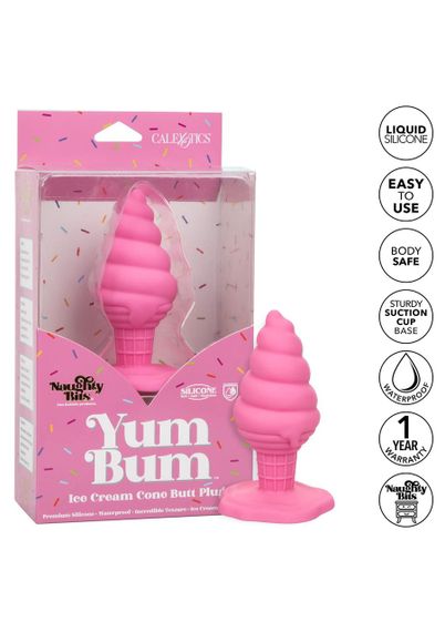 Анальна пробка у формі морозива з присоскою CalExotics Yum Bum Ice Cream Cone, рожева, 9,5 × 4,5 Sex Aura | Зображення 3