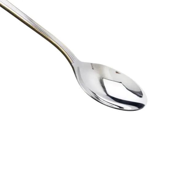 Набір столових ложок 6 штук ножі з нержавіючої сталі набір ложок 20.7 см Срібло із золотим обрамленням HP-20-31 | Зображення 1