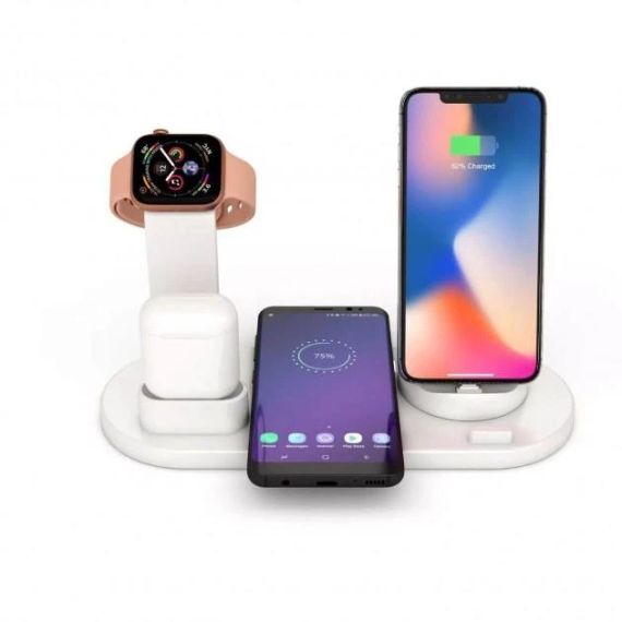 Бездротовий зарядний пристрій 4 в 1 AirPower Fast Charge White з технологією QI для iPhone, Apple Watch, AirP | Зображення 5