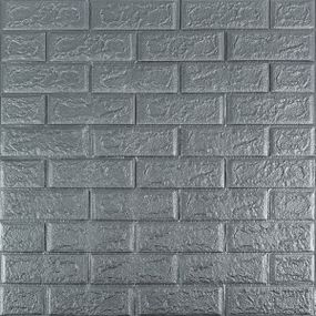 3D панель самоклеюча цегла Срібло 700х770х5мм (017-5) SW-00000038