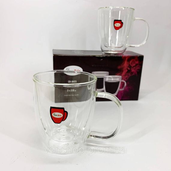 Чашки скляні з подвійним дном, Дві чашки з подвійним дном Скляні чайні подвійними стінками UL-40 | Зображення 4