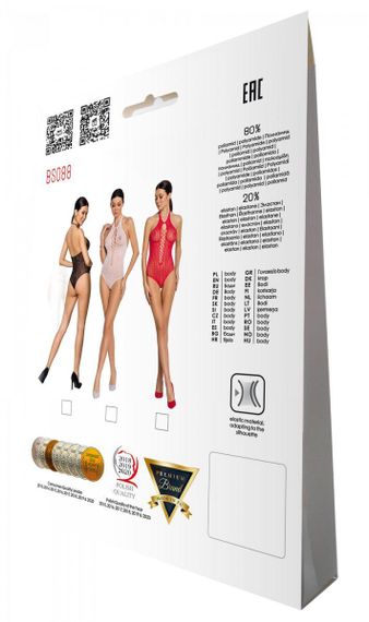 Бодістокінг з декольте Passion BS088 white, імітація корсетної шнурівки sexstyle | Зображення 7