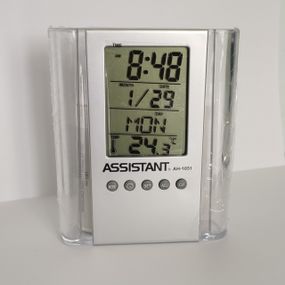 Настольные часы с будильником Assistant AH-1051 прозрачный контейнер для ручек