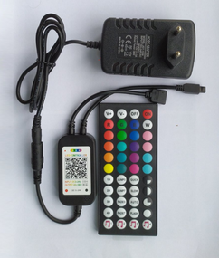 RGB контролер, 5-24В, для 5050 cmd led, блютуз, пульт інфрачервоний, музичний контроль, мобільний телефон, ІЧ-порт, роз'єм