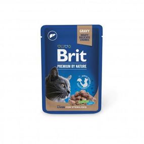 Вологий корм Brit Premium Cat pouch для стерилізованих кішок, печінка, 100 г