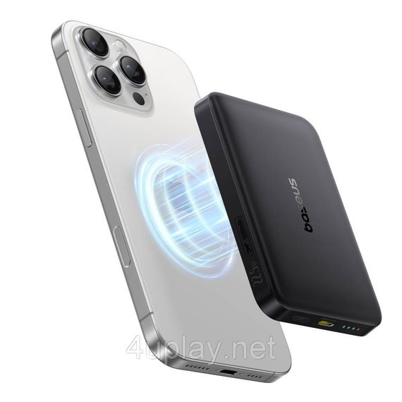 Бездротовий магнітний повербанк Baseus EnerFill FM12 Qi2 Magnetic Power Bank 22.5W 10000mAh Black | Зображення 4