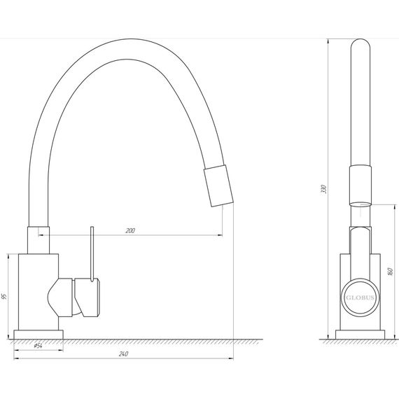Змішувач для кухні Globus Lux WIEN SUS2-203SG | Зображення 1