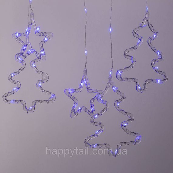 Гірлянда штора світлодіодна GarlandoPro зірка та ялинка 120LED 3х0,9 м 8 режимів 1733069ML Синій | Зображення 6