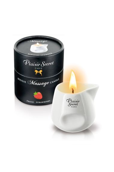 Масажна свічка Plaisir Secret Bougie Strawberry з ароматом полуниці, 80 мл