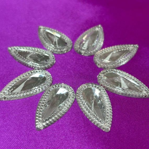 Стразы акриловые пришивные 16х30мм, серебро