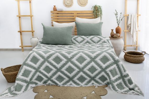 Муслиновое покрывало Saheser Sonia 240 х 260 см. Yesil | Зображення 1