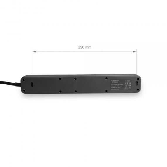 Мережевий подовжувач VIDEX ONCORD з/з 6п 3м (3x1.5мм) з кнопкою Black | Зображення 5