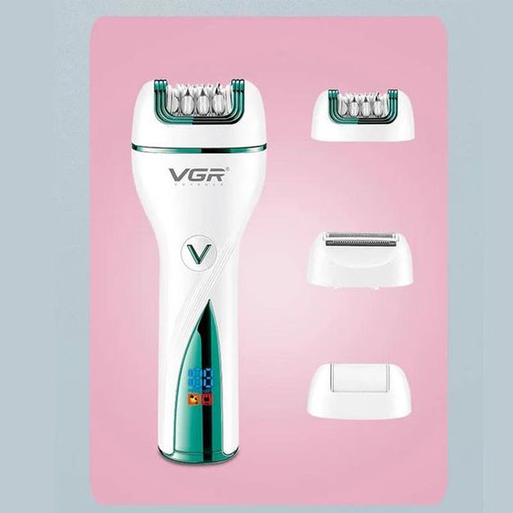 Епілятор акумуляторний жіночий 3 в 1 VGR V-728 Бездротовий електроепілятор пемза бритва для ніг і рук | Зображення 4