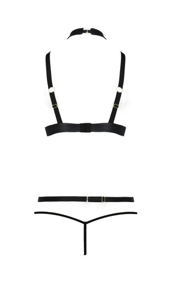 Комплект білизни з чокером та стреп-стрічками LAMIS SET black S/M - Passion Sex Aura | Зображення 3