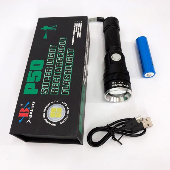 LED ліхтар переносний акумуляторний ліхтар BL-611-P50, Професійний тактичний ліхтарик SO-48 | Зображення 5