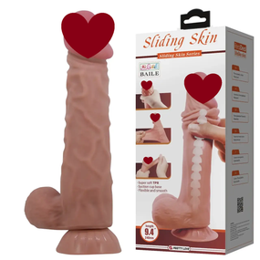 Фаллоимитатор на присоске, с хребтом и эффектом скользящей кожи LyBaile - Sliding Skin 9,4”, BW-008104NRG-1 sexstyle