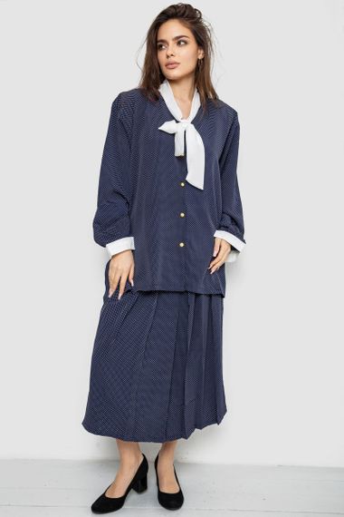 Костюм жіночий класичний у горох, колір синьо-білий, 167R3002 | Зображення 1