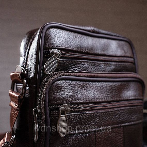 Сучасний месенджер, Чоловіча стьобана сумка через плече, Сумка месенджер шкіряна Чоловіча чорна WN-47 | Зображення 9