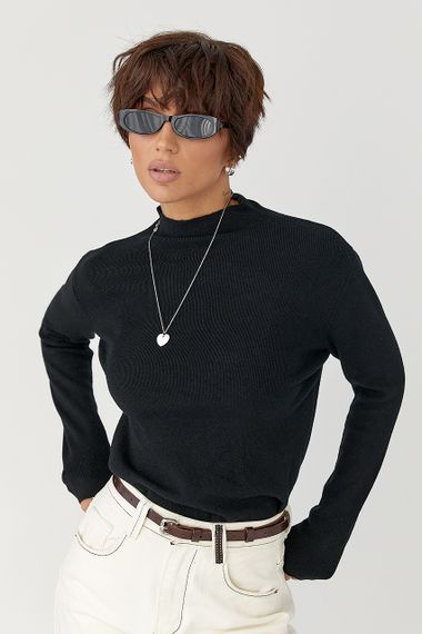 Базова трикотажна водолазка - чорний цвет, ONE SIZE (є розміри)