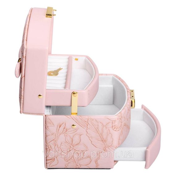 Шкатулка для украшений из эко кожи 3 яруса с замком органайзер для ювелирных изделий HP-5-23P | Зображення 2