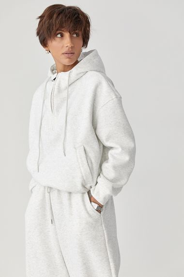 Спортивний костюм оверсайз із плюшевим начосом - світло-сірий цвет, L/XL (є розміри) | Зображення 2