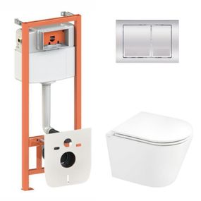 Готове рішення Qtap для ванної кімнати: підвісний унітаз Scorpio Ultra Quiet + комплект інсталяції Nest 4 в 1 (квадратна