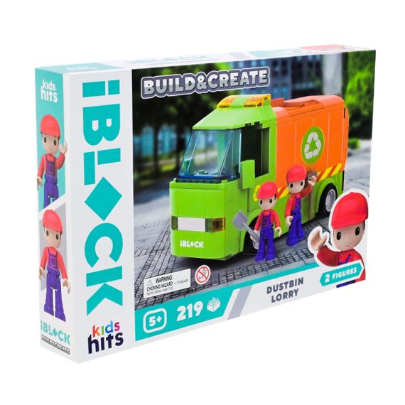 Конструктор "Сміттєвоз" KH17/005/1 Build & create Dustbin lorry IBLOCK, 219 деталей, в коробці (4897126753622) | Зображення 1