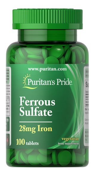 Микроэлемент Железо Puritan's Pride Iron Ferrous Sulfate 28 mg 100 Tabs