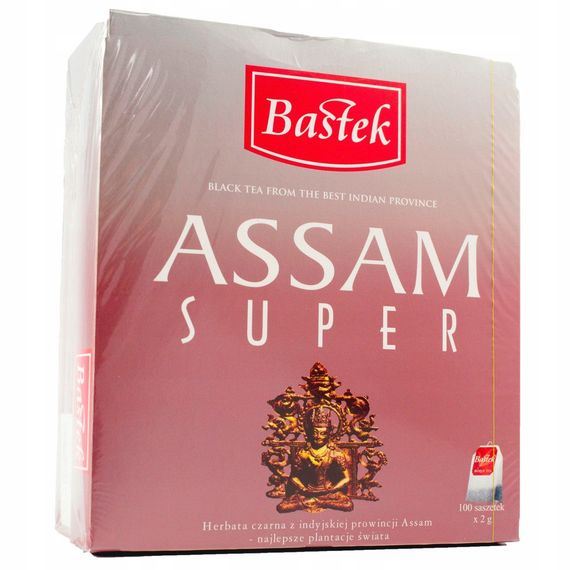Чай чорний індійський в пакетиках з ниткою (100шт) Bastek Super Assam, Польща, 100 пакетів