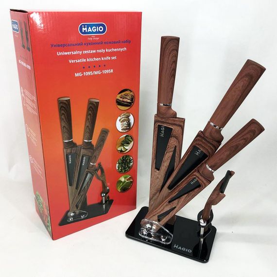 Набір ножів Magio MG-1095 5 предметів, Поварські кухонні ножі набір, Набір ножів для кухні | Зображення 9