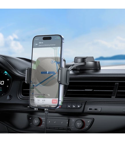 Автомобільний утримувач телефону з бездротовою зарядкою Hoco HW14 Speed ​​15W Чорний | Зображення 6