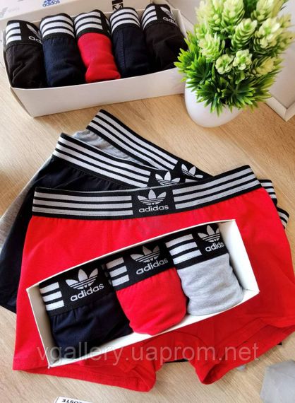 Чоловічий комплект трусів Adidas, чоловічі труси Адідас у коробці на 3-5 штук, ціна вказана звказана поштучно | Зображення 4