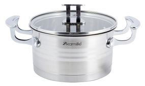 Каструля індукційна Kamille Casserote 3.1л з нержавіючої сталі зі скляною кришкою