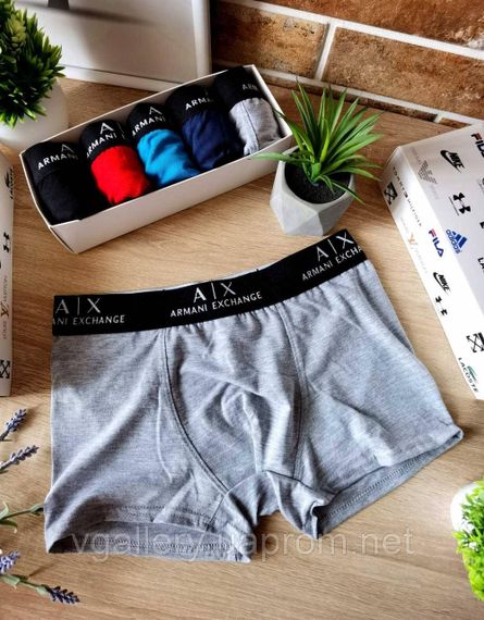 Мужские боксеры Armani Exchange, мужские трусы Армани, Хлопковые трусы Премиум качества Армани XL, Серый