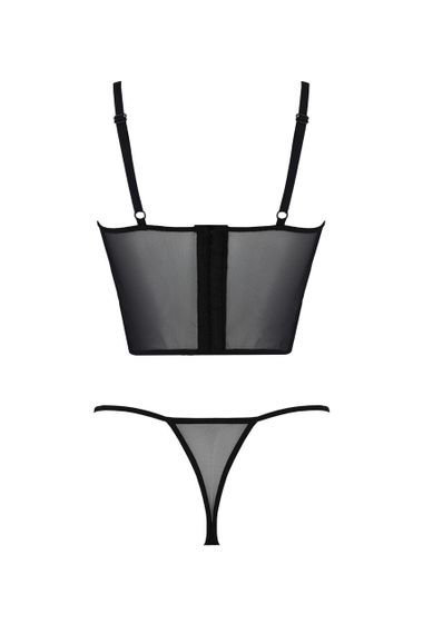 Комплект Passion KERRIA SET black, S/M, сітка+мереживо, бюстьє та стрінги sexstyle | Зображення 3
