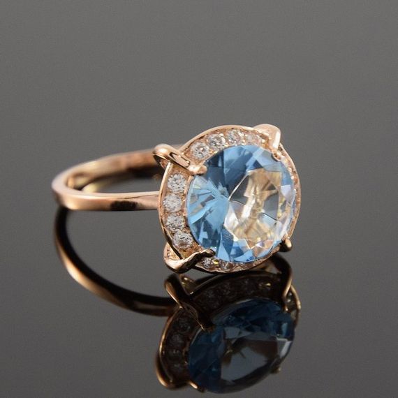 Кольцо из красного золота с большим топазом 19 | Зображення 1