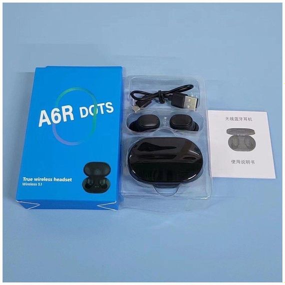 Бездротові навушники A6R dots з кейсом колір чорний | Зображення 1