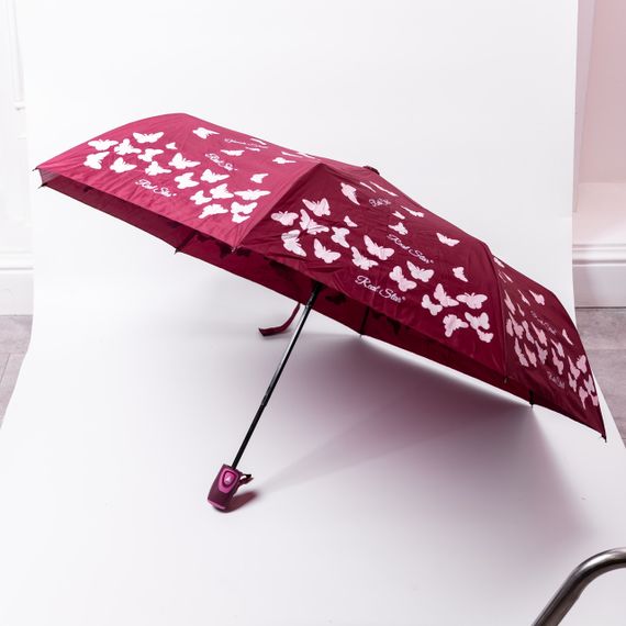 Парасолька напівавтомат з принтом міцна з поліестеру діаметр 97 см Червона HP-23-2R | Зображення 6