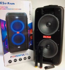 Портативная колонка Su-Kam 1010 + 2 микрофона + BT 12v220v