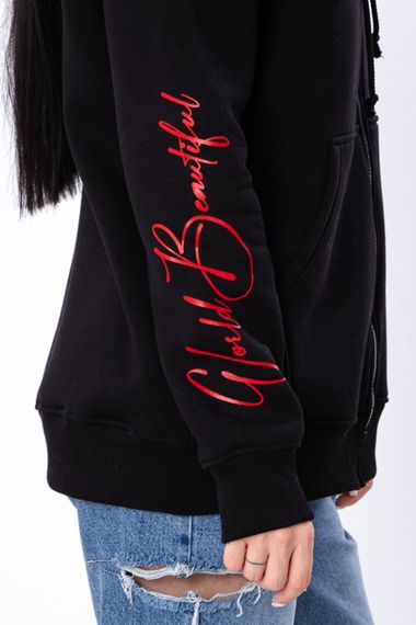 Zip-худі для жінок (оверсайз) Носи своє S/172 Чорний (p-15330-175378) | Зображення 6